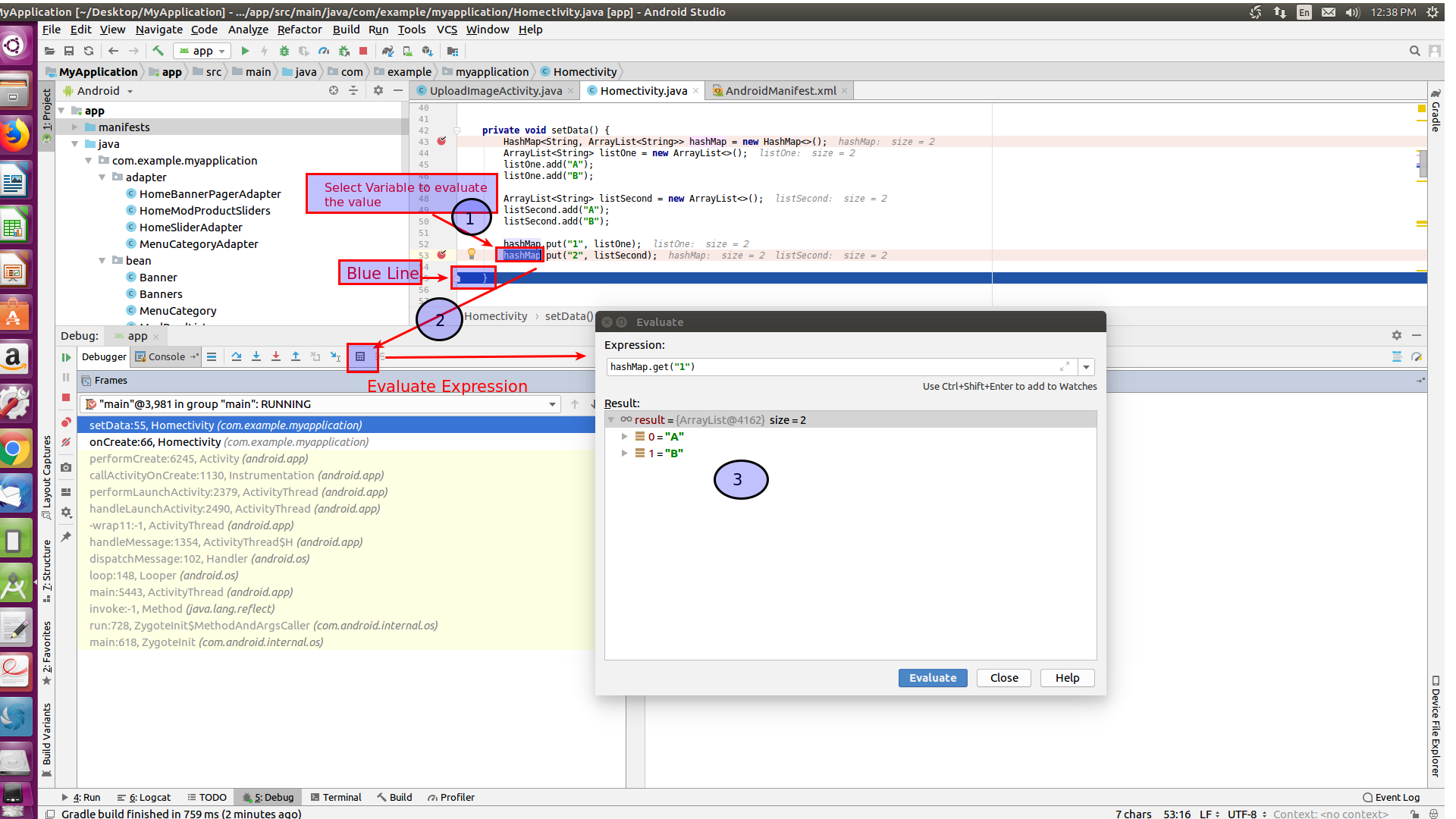 android studio debug change value