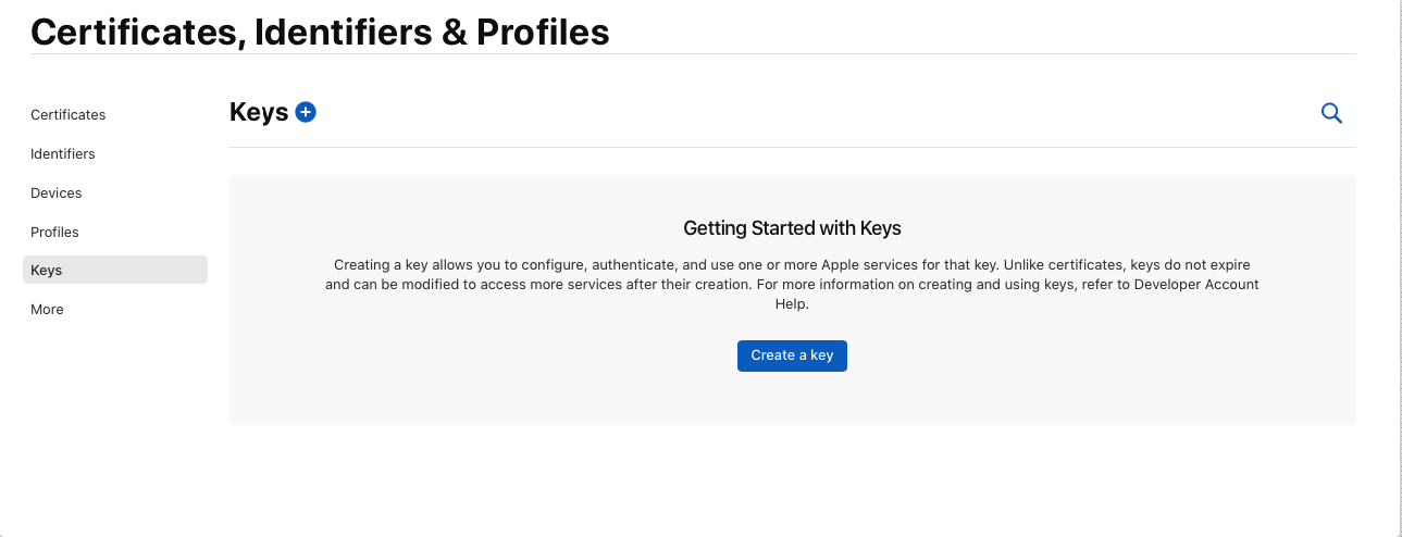 Add Keys for Apple Sign in