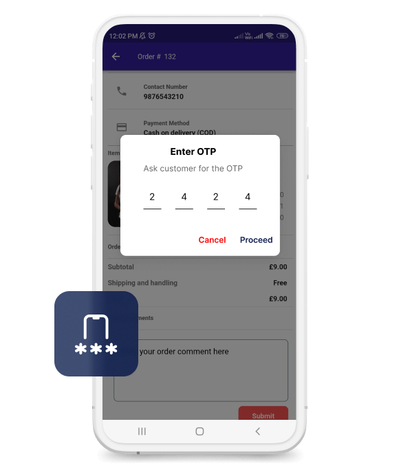 Authentication of Order Delivery Using One time Password(OTP)