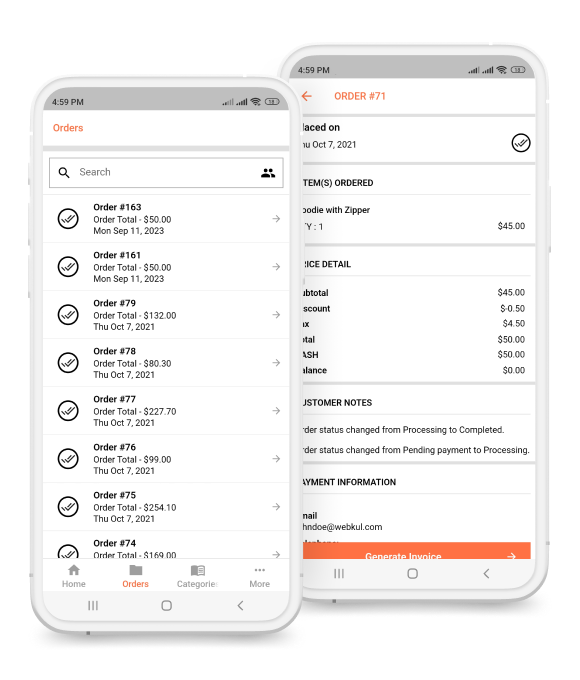 Order List and Details Order List and Details