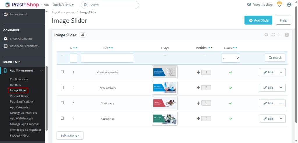 Mobikul Prestashop V3 Admin Panel
