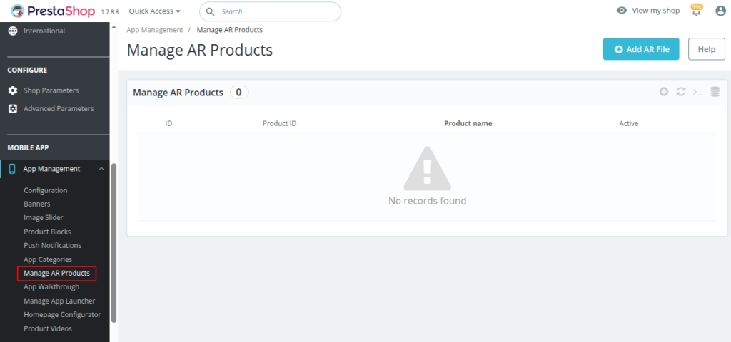 Mobikul Prestashop V3 Admin Panel