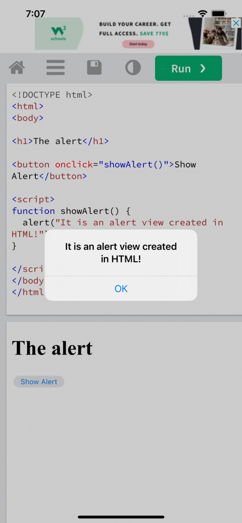 Show an alert View in UIWebView