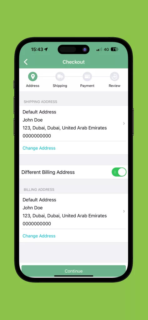 ojamea-app-choose-shipping-address