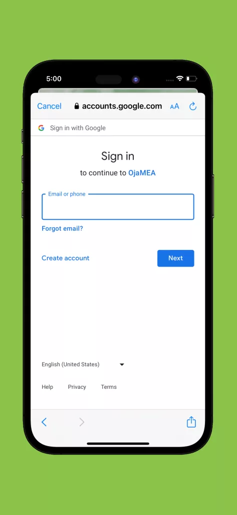 ojamea-app-google-login